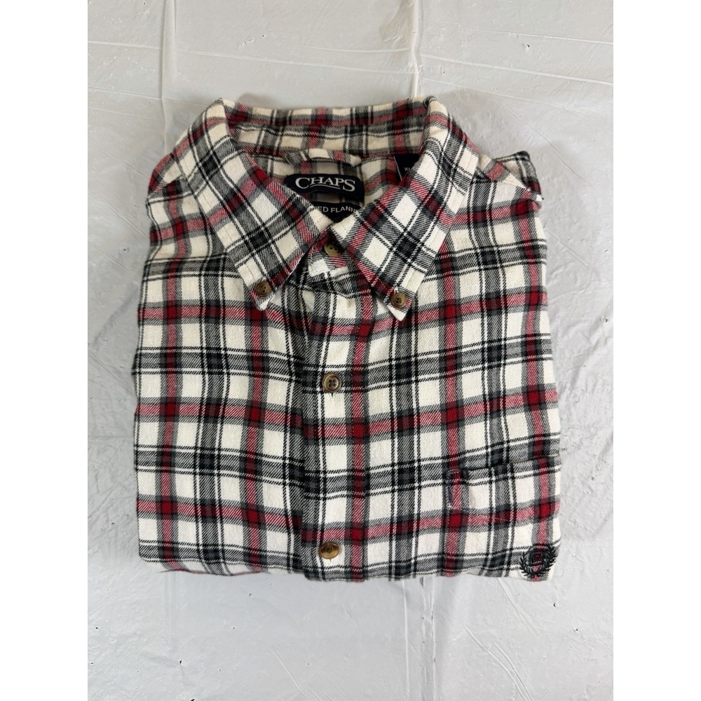 Chaps Men's Long Sleeve Button-Down Plaid Red‎ White and Black Size XL
